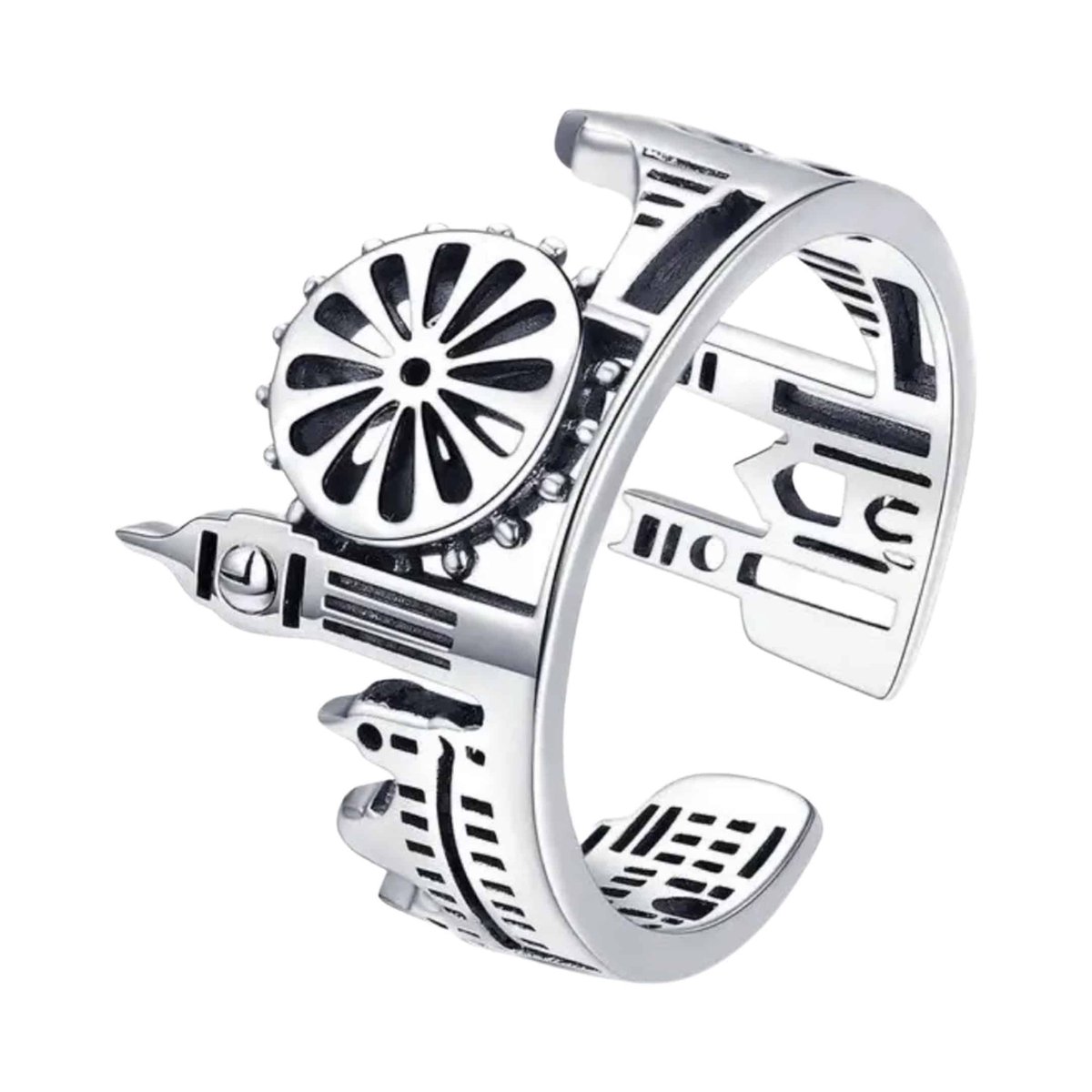 Tracelet - Zilveren Ringen - Ring Londen hoogtepunten | Verstelbaar | 925 Sterling Zilver - 925 Keurmerk Stempel - 925 Zilver Certificaat - In Leuke Cadeauverpakking