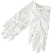 Mooie handschoenen Satijn Wit- Bruid handschoenen met parels - Gala feest voor vrouwen| Bruiloft| Feestgelegenheid