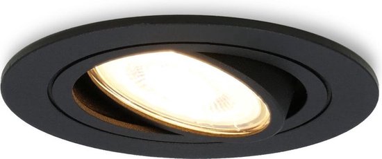 10x HOFTRONIC - LED Inbouwspots - Zwart - 2700K warm wit - 350 lumen - 5 Watt - Dimbaar en kantelbaar - GU10 - IP20 - Ronde plafondspots (Ø75 mm) - Spotjes verlichting - voor woonkamer, gang en slaapkamer - HOFTRONIC