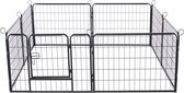 ACAZA Hondenren in 8 panelen - Hondenkennel - Met deur - 60 cm hoogte - Zwart