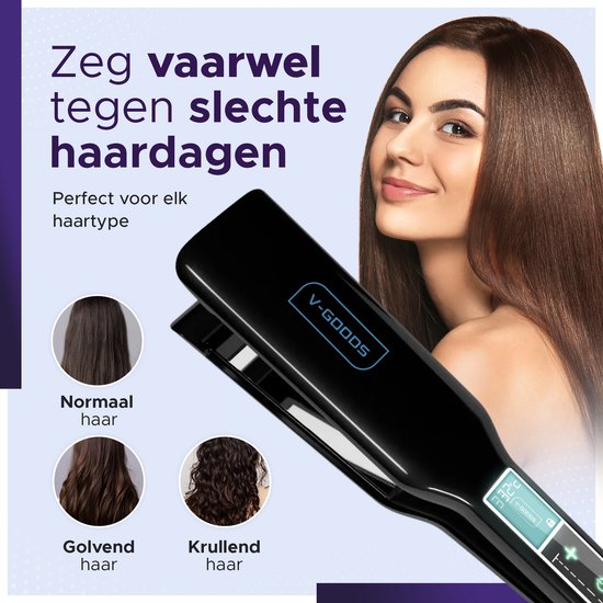V-Goods 2 in 1 Professionele Stijltang - Bruikbaar als Krultang - Inclusief Hitte Beschermende Handschoenen en 2 Haarclips