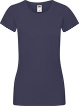 Fruit Of The Loom Lady-Fit Dames Sofspun® T-shirt - Navy / Blauw - Medium