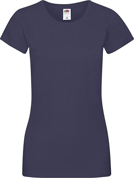 Foto: Fruit of the loom lady fit dames sofspun t shirt navy blauw medium