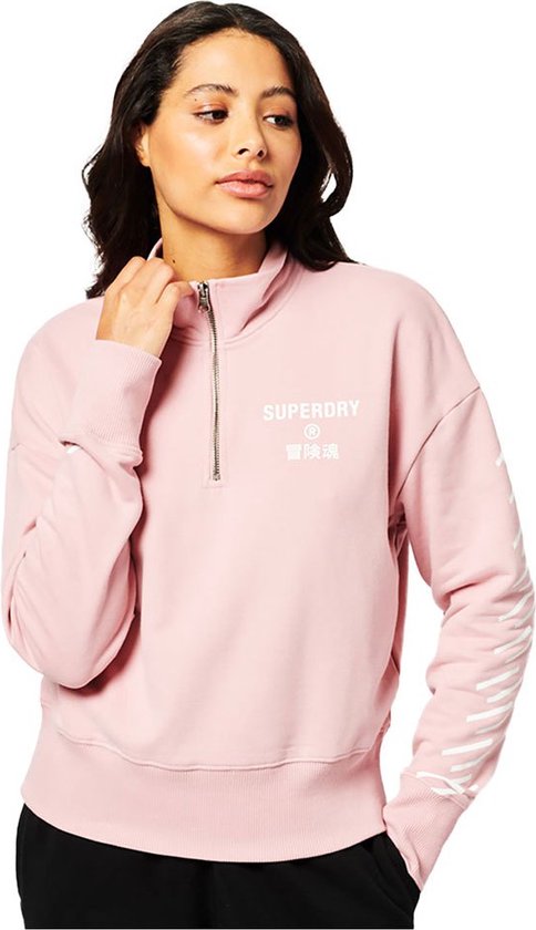 Glamaker 2-delige sweatsuitset voor dames, oversized sweatshirt met halve ritssluiting, joggingbroek met wijde pijpen, loungeset, trainingspak, Grijs, M