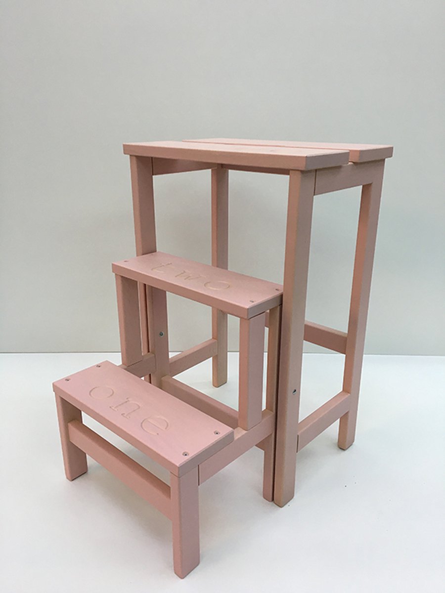 Goedkoopste Delfabbro-Numbers-Opstapkruk-Hout-Zachtroze