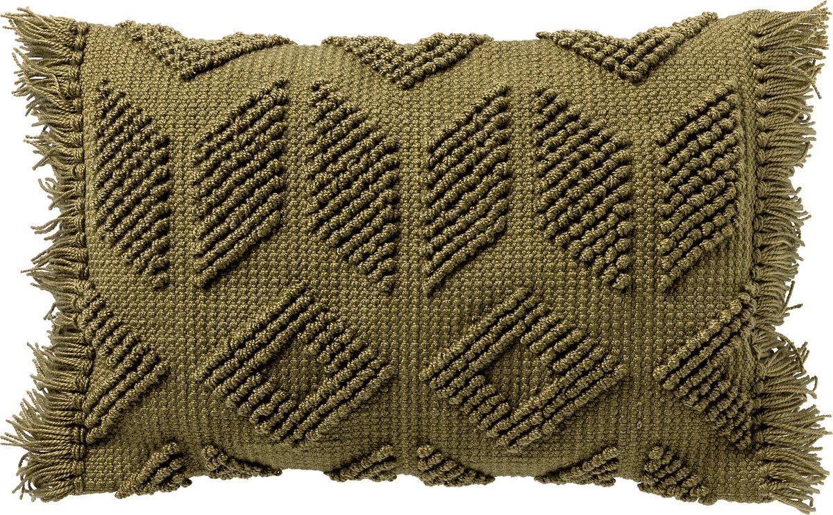 Dutch Decor ODIN - sierkussen 40x60 cm - tufted patroon - duurzaam - Olive Branch - groen - Inclusief binnenkussen - Luxe kussens voor woonkamer & bank Olijfgroen