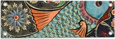 WallClassics - Tuinposter – Mozaiek in Verschillende Kleuren in Vorm van Vis - 60x20 cm Foto op Tuinposter (wanddecoratie voor buiten en binnen)