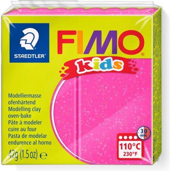 FIMO kids boetseerklei 42 g glitter rose