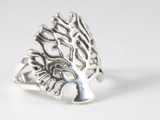 Zilveren ring met levensboom