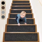 KIARA EXTRA LUX Set de 15 tapis d'escalier, 20 cm x 65 cm, trapmat auto-adhésif et sûr pour les enfants, les personnes âgées et les animaux domestiques, noir