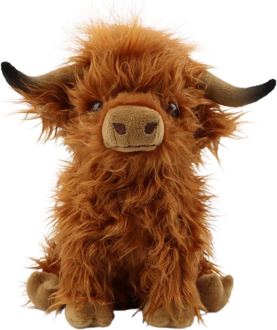 Schattige Highland Koe Pluche - Zachte En Knuffelige Pluche - Hoogland Koe - 25cm Groot - Realistische Details - Lang Pluizig Rood Haar - Highlander Knuffel - Schotse Stier - Rood