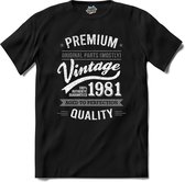 Vintage Legend Sinds 1981 - verjaardag en feest cadeau - Kado tip - T-Shirt - Unisex - Zwart - Maat L