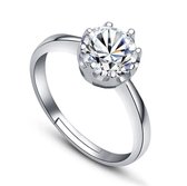 Ring dames | valentijn | zilveren dames ring | ring met steen zirkonia | verlovingsring | 925 zilver plated | one size ring | verstelbare ring | cadeau voor vrouw | cadeau voor beste vriendin
