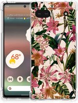 Telefoon Hoesje Google Pixel 6A Leuk Hoesje met transparante rand Bloemen