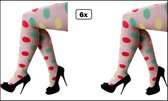 6x Panty beige met bolletjes rood geel groen - carnaval thema feest party fun Limburg