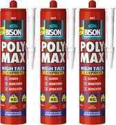 Bison poly max high tack express - montagelijm - extra sterk - extra snel - wit - 3 x 440 gram