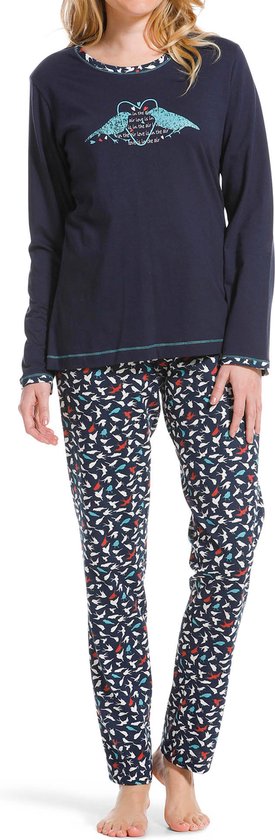 Pastunette dames pyjama ''Birds'' -Biologisch katoen - Blauw