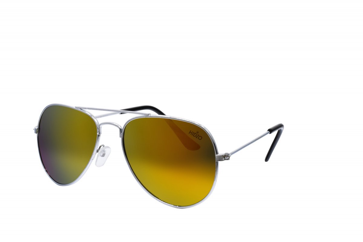 Hidzo Kinder Zonnebril Vierkant Zilver - UV 400 - In brillenkoker