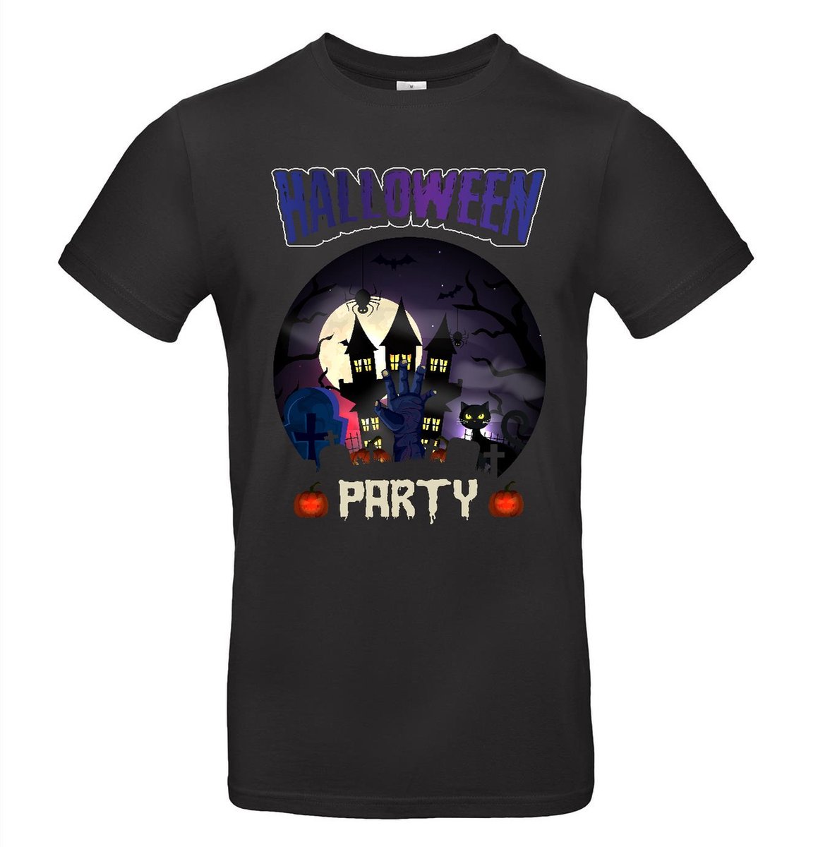 Zwart Halloween T-shirt met opdruk Halloween Party 164