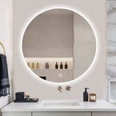 SensaHome - Miroir de Salle de Bain Rond Sans Cadre Zwart avec Siècle des Lumières LED - Miroir Mural - 70CM