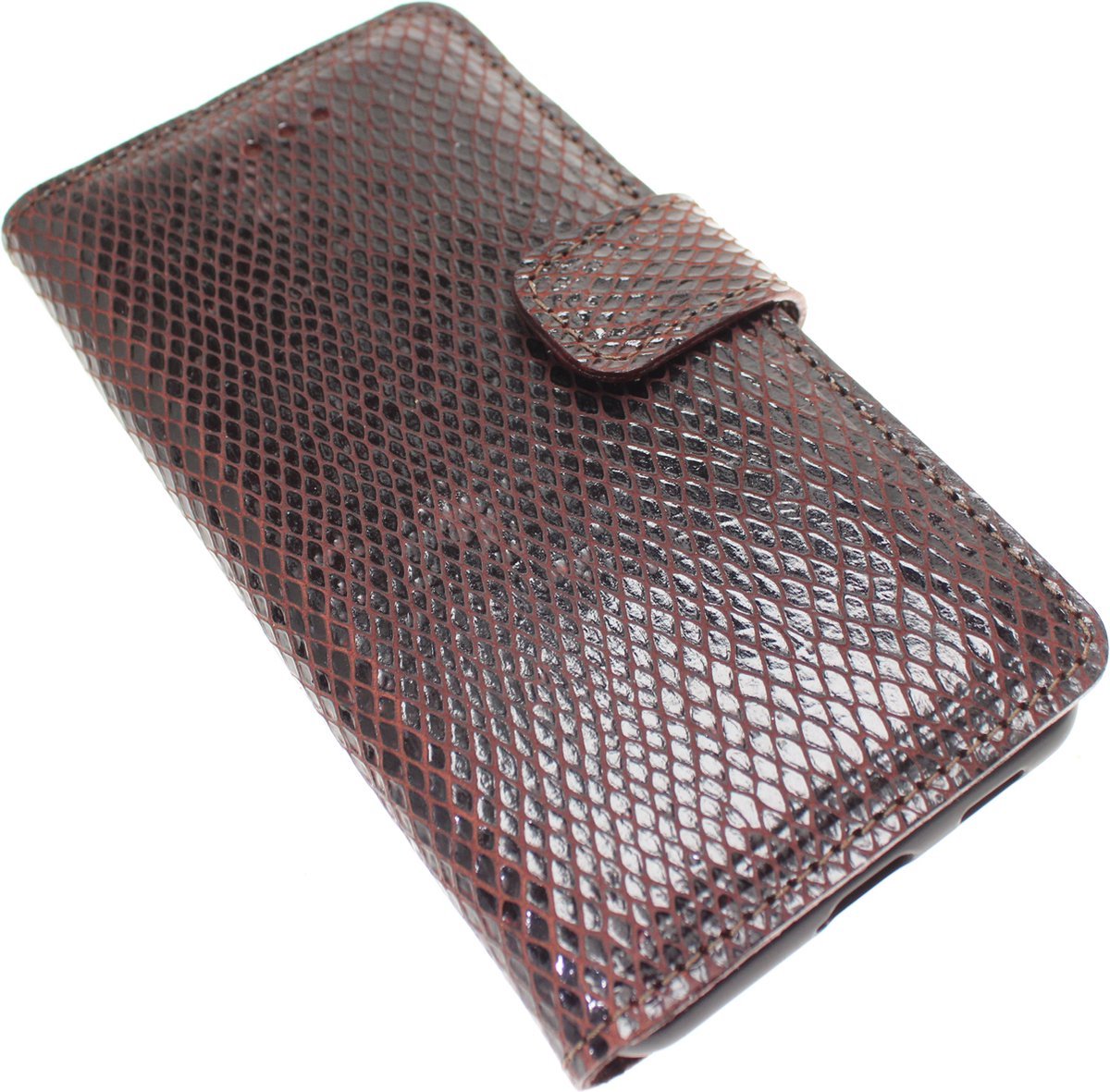 Made-NL Handgemaakte ( Samsung Galaxy S21 Plus ) book case Bruin slangenprint reliëf kalfsleer