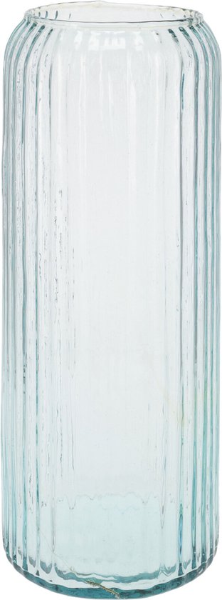 Excellent Houseware Cilindervaas glas - blauw - 15 x 37 cm