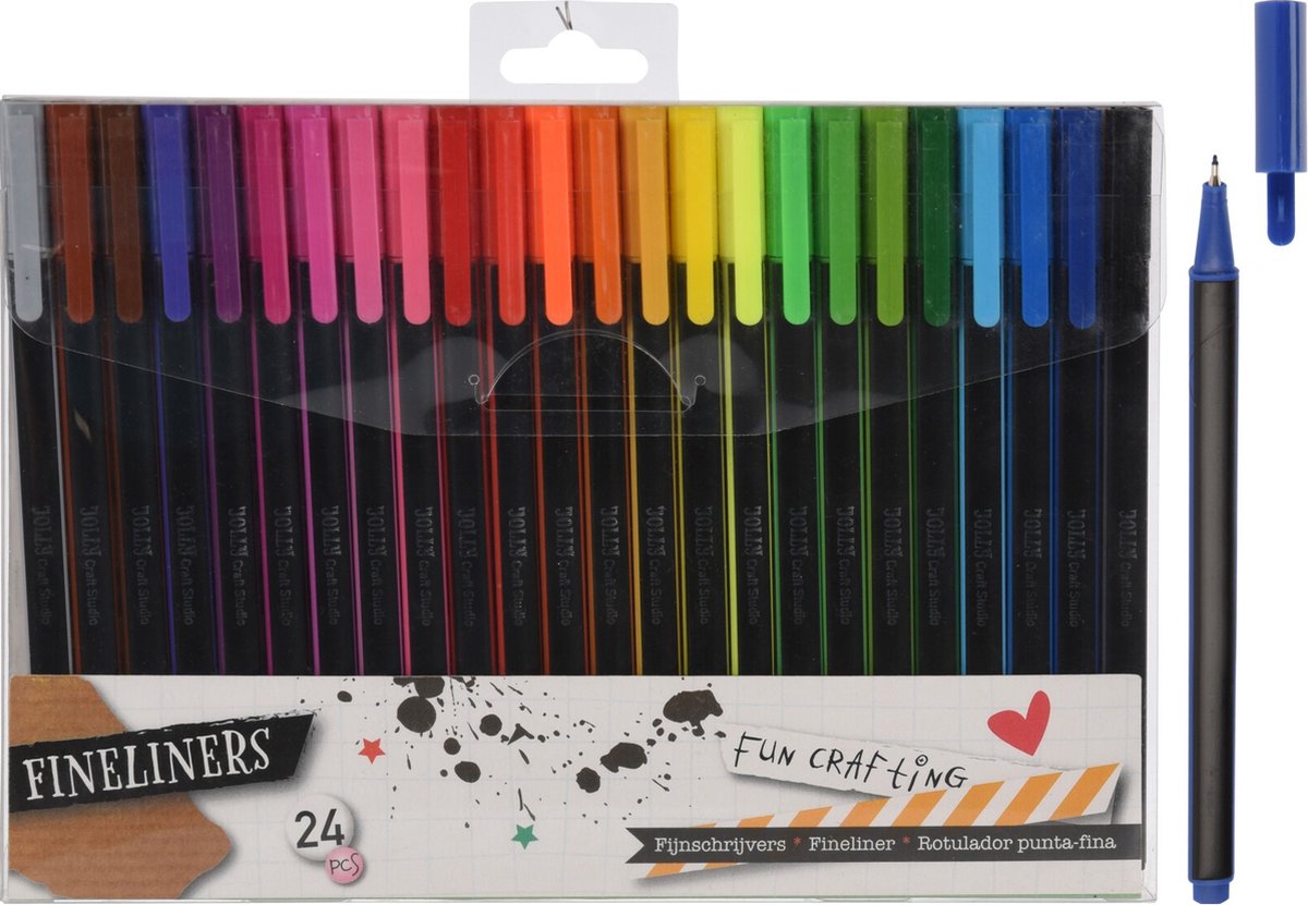JOLLY Craft Studio - Fineliners Kleur - Fineliners Zwart - Fijnschrijvers - 24 kleuren - Fineliners set