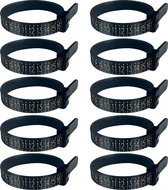 Fako Bijoux® - Compteur de Taille de Ring - Outil de Outillage de mesure d'Annulaire - Taille US - Zwart - 10 Pièces