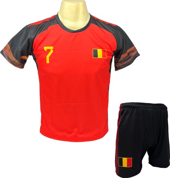 Kit Domicile België | Set maillot + pantalon de football | Tenue de football belge Championnat d'Europe/Coupe du monde 2021-2022 | Taille: 140