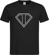 Zwart t-Shirt met letter i “ Superman “ Logo print Wit Size XXL