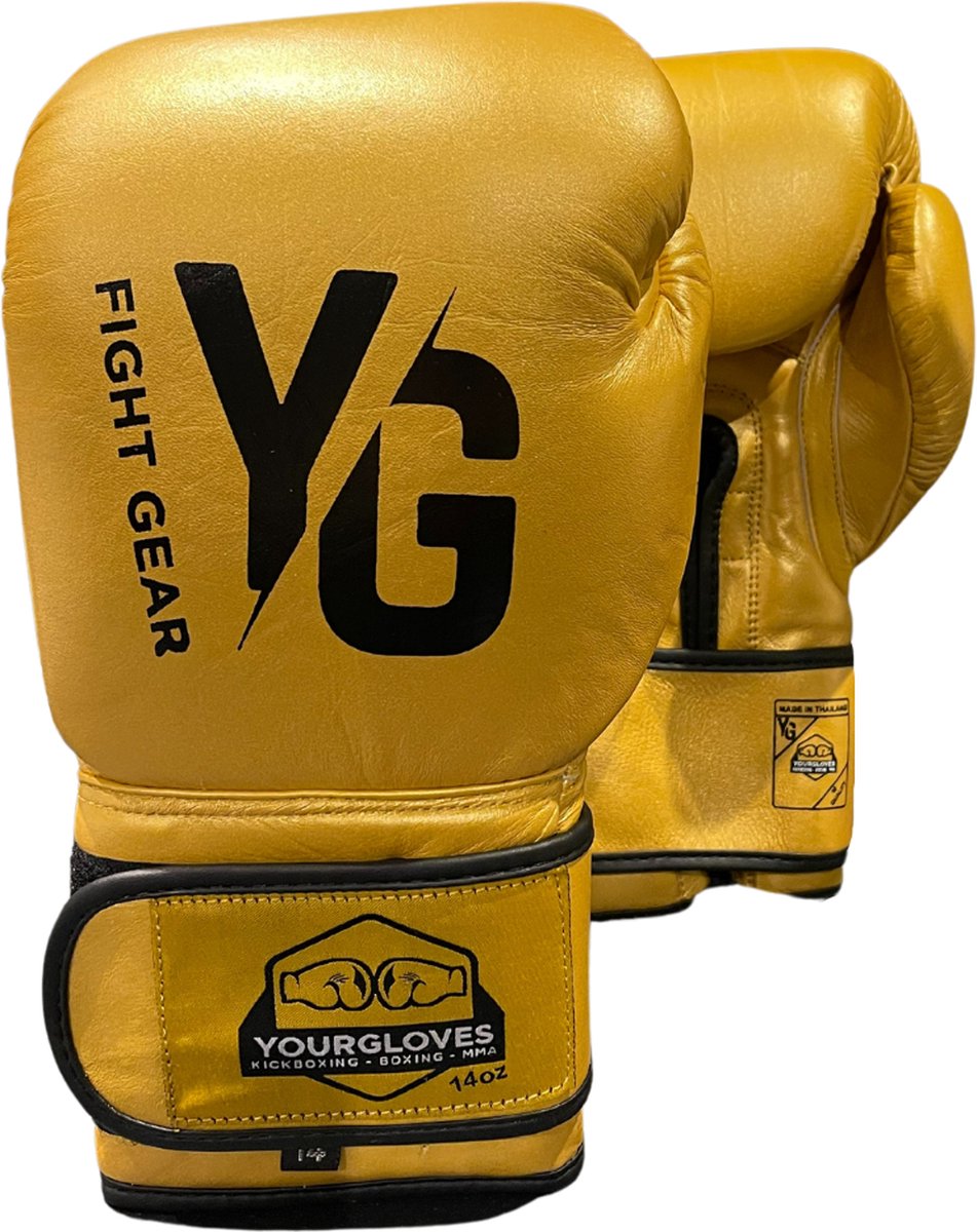 (kick)Bokshandschoenen - YourGloves - Goud kleur - 16 oz - vechtsport - dames en heren