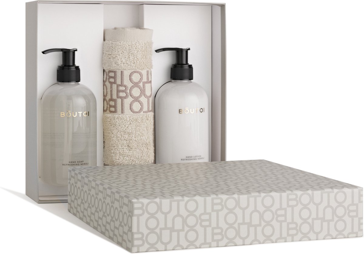 Goedkoopste Boutoi - Indulge Gift box - Verfrissende Neroli - Luxe Cadeauset inclusief Handzeep, Handlotion & Handdoek - Unisex