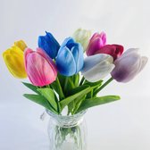 Fleurs artificielles- fleurs - fleurs artificielles pour l'intérieur - plante artificielle - fausses fleurs - bouquet - tulipes - 10 pièces