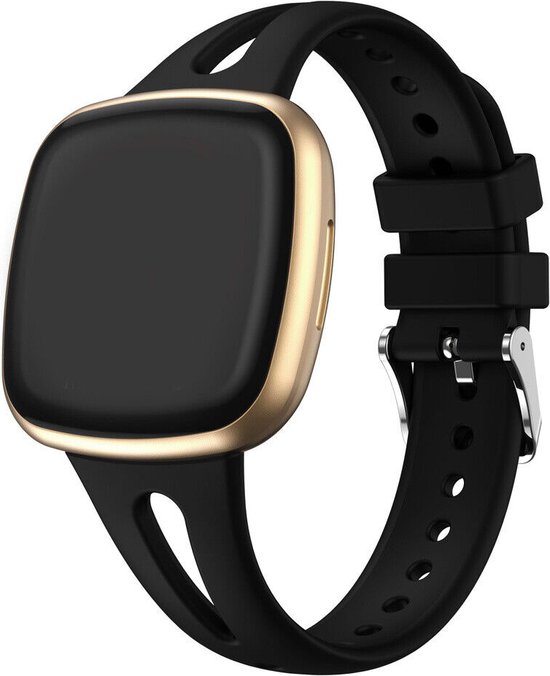Strap-it Luxe siliconen bandje - geschikt voor Fitbit Versa 3 / Versa 4 / Sense / Sense 2- zwart - Maat: Maat L