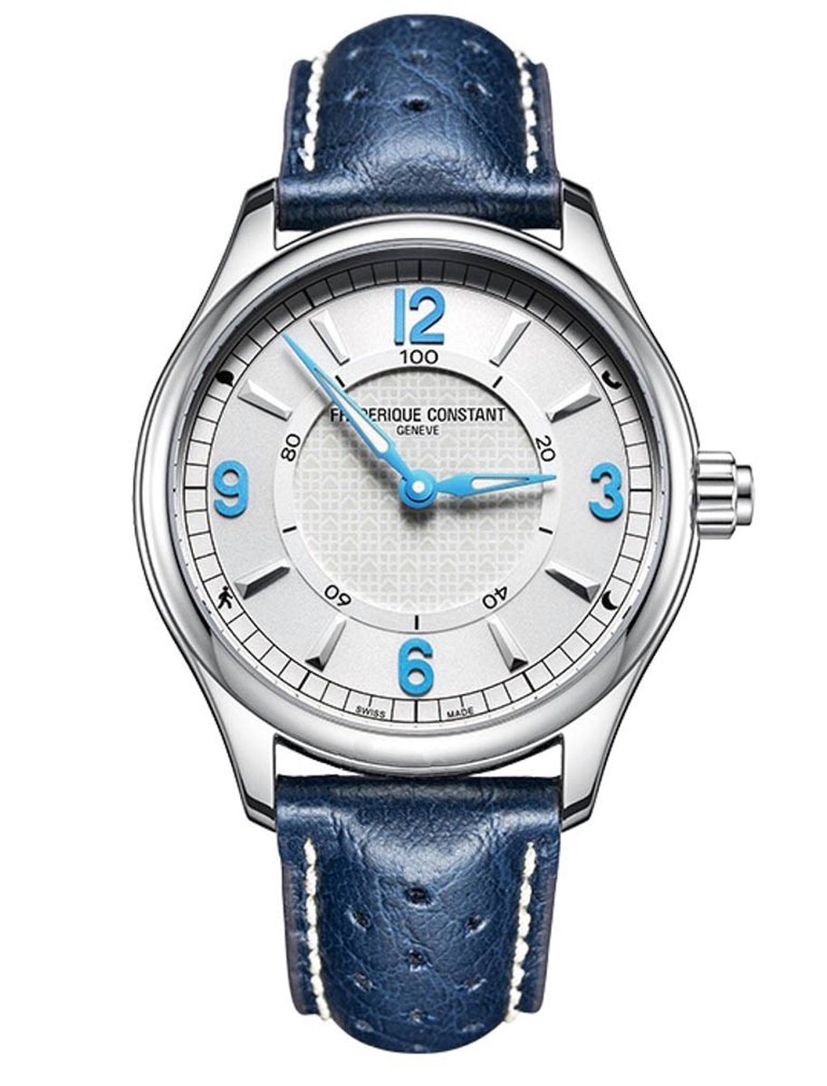 Frédérique Constant Horological Smartwatch FC-282AS5B6 Horloge - Leer - Blauw - Ø 42 mm
