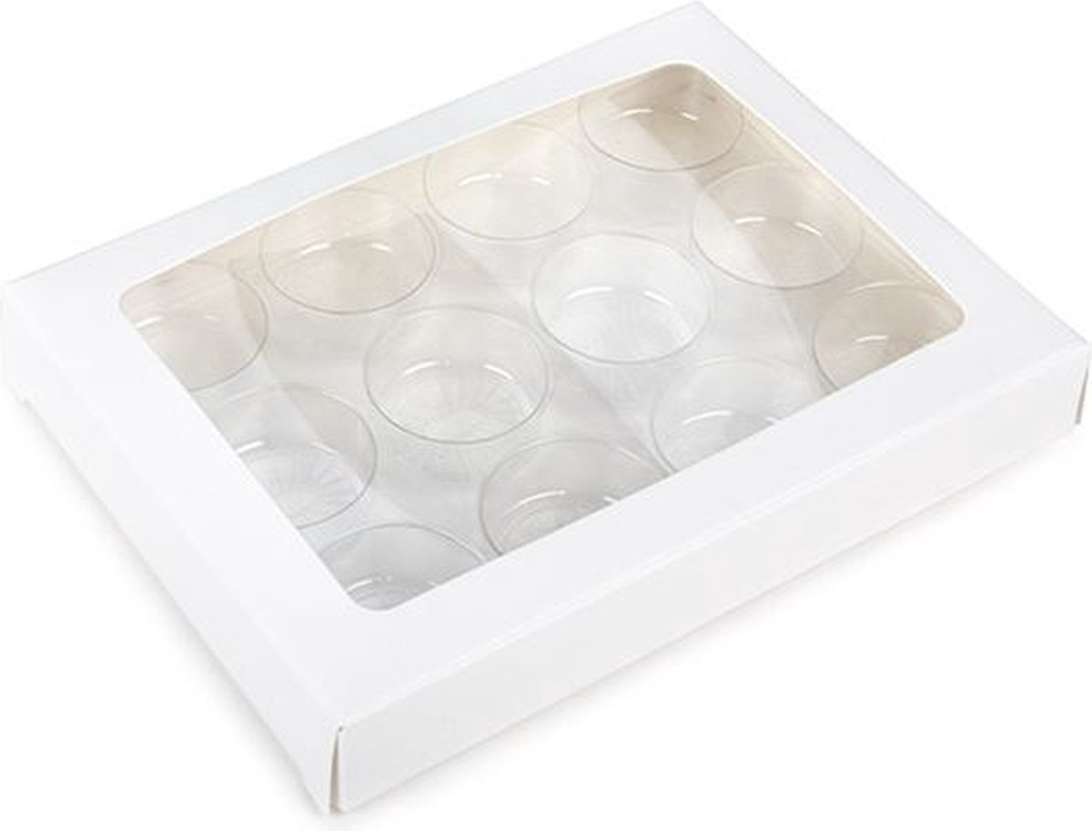 Kraft Dozen Wit Voor Handgmaakt Snoep, Ronde insert 10.2 x2.1x13.8 cm (25 stuks) [CNDYR270W]