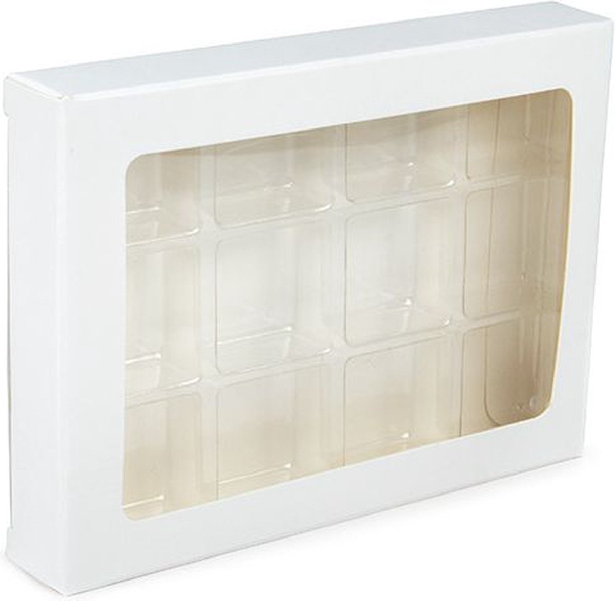 Kraft Dozen Wit Voor Handgmaakt Snoep, Vierkante insert 10.2 x2.1x13.8 cm (25 stuks) [CNDY270W]
