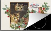 KitchenYeah® Inductie beschermer 81.2x52 cm - Kerst - Katten - Vogel - Kookplaataccessoires - Afdekplaat voor kookplaat - Inductiebeschermer - Inductiemat - Inductieplaat mat