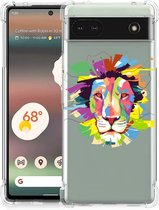 GSM Hoesje Google Pixel 6A Leuk TPU Back Cover met transparante rand Lion Color