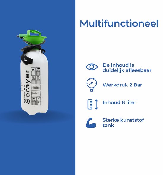 C-Line Marine Drukspuit 8 Liter (professioneel) - Druksproeier - Sproeier - Onkruidverdelger - Tuinspuit - Drukspuit met lans - Onkruidverdelger - Plantenspuit - 8 Liter van Merkloos	 — afbeelding 5