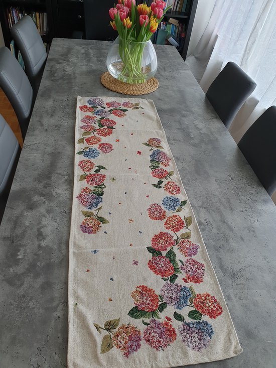 Chemin de table tissu Gobelin Hortensia 140*45cm