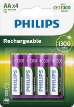 Rechargeables Battery AA, 1300 mAh Nickel-Metal Hydride 4-blister