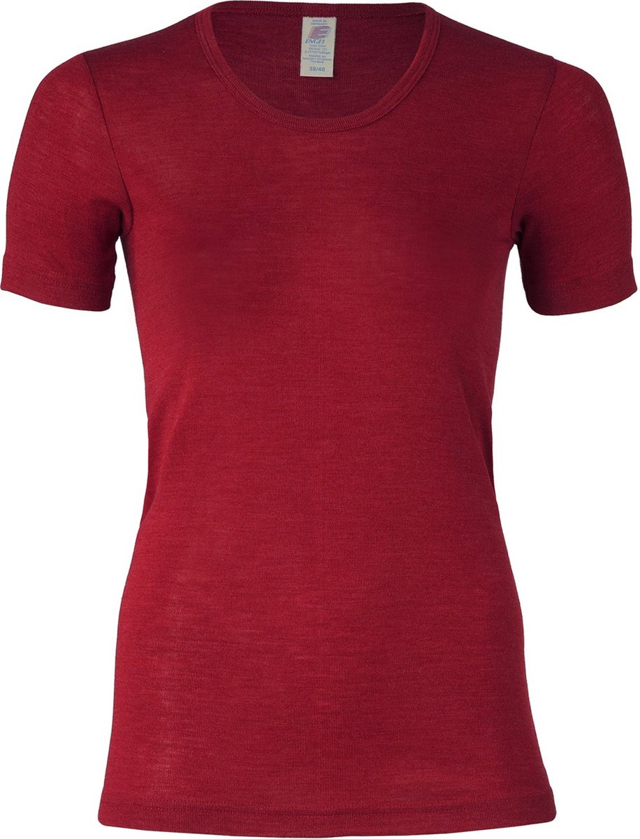 Engel Natur Dames T-shirt Zijde - Merino Wol GOTS bordeauxrood 38/40m