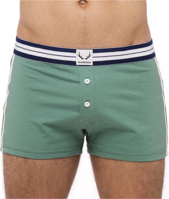 Boxershorts - 2 stuks - Groen/Grijs - Organisch biologisch katoen - Knoopsluiting - L