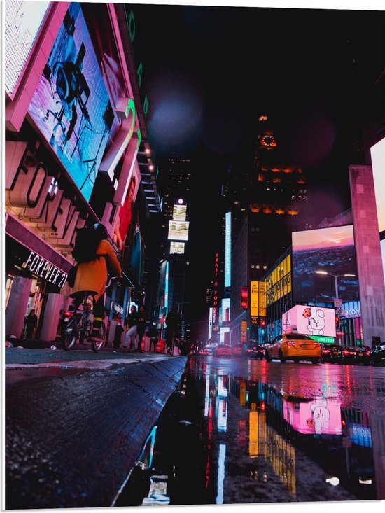 PVC Schuimplaat- Plein Times Square in Nacht - 60x80 cm Foto op PVC Schuimplaat