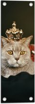 Tuinposter – Kat als Koning met Kroontje - 20x60 cm Foto op Tuinposter (wanddecoratie voor buiten en binnen)