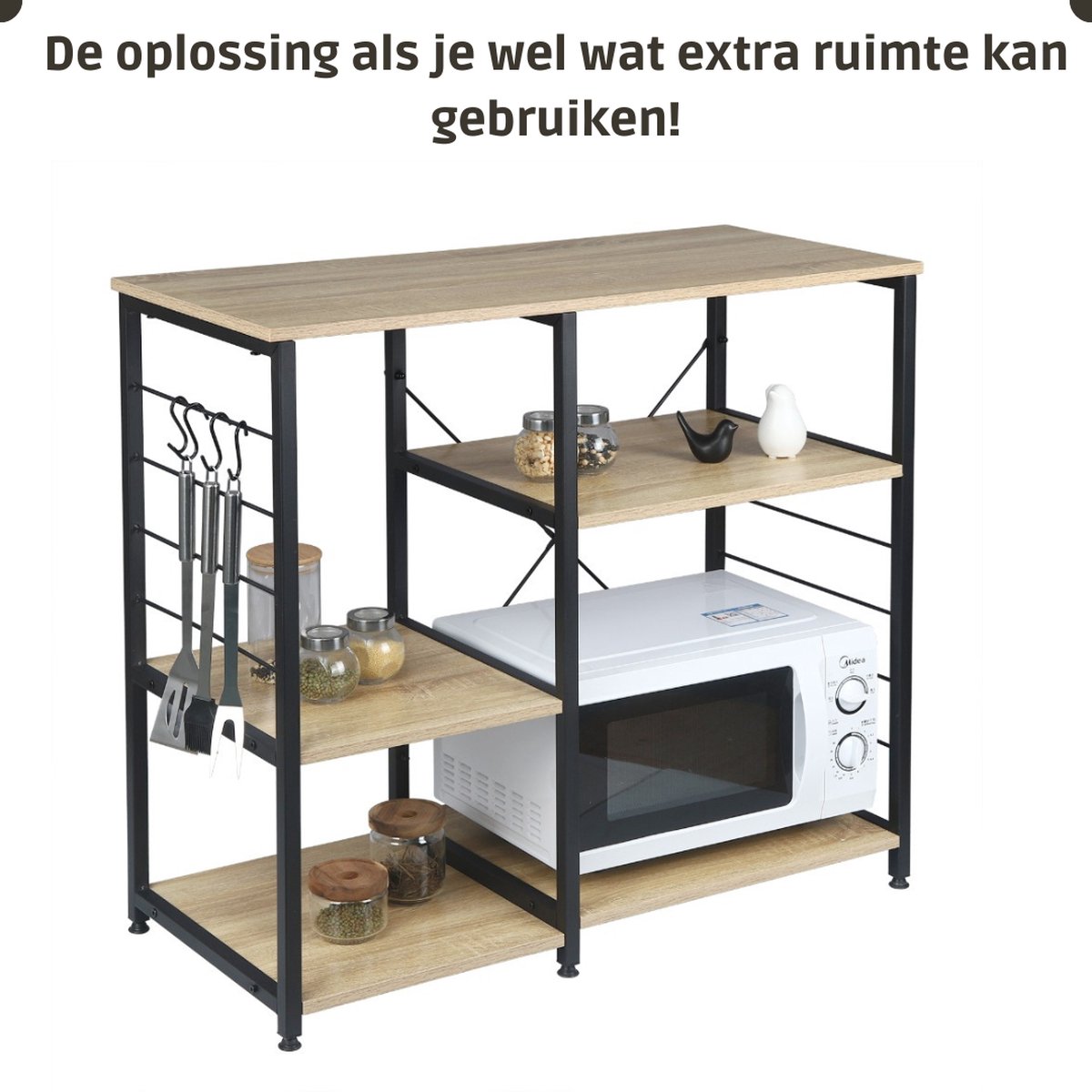 Magnetronrek Ovenplank, Keukenplank Magnetronrek, Magnetronplank, Keukenopslagplank - 57 * 38 * 38cm(Wit