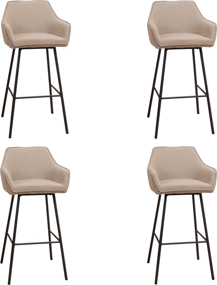 Bronx71 Scandinavische barkruk Andor gerecyclede stof taupe 65-78 cm - Barkrukken set van 4 - barstoel
