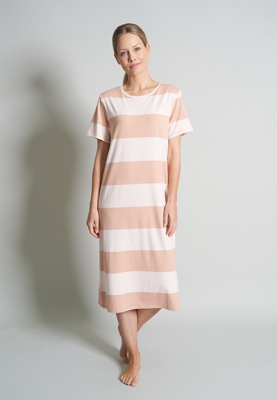 TOM TAILOR Stretch Cotton dames lang nachthemd - ronde hals - peach