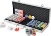 Afbeelding van het spelletje Pokerset met Koffer 500 Laser Chips - Poker chips set - Pokerset Alumunium Koffer